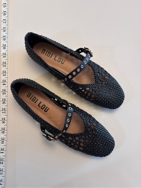 Bibilou Shoes - Bibi Lou Woven Moto Ballet Flat Size 40 Mary Jane Eyelet Strap Leather Boho Chic